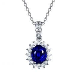 Pendentif Or blanc diamants et saphir 1.50cts