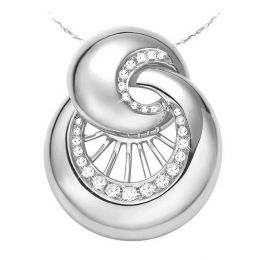 Pendentif en forme de coquillage - Métal or blanc 750/1000 - Diamants
