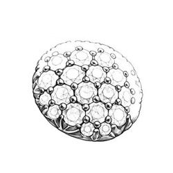 Pendentif pétales d'or jaune - Diamants pavés - Perle de Tahiti