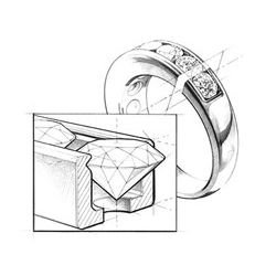 Bague alliance constellation diamantée - En or blanc 18cts - Homme  | Mirabeau