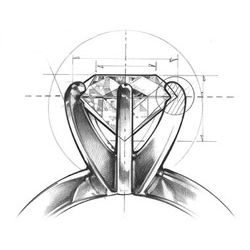 Pendentif diamant or blanc carrelet incurvé - Diamant solitaire