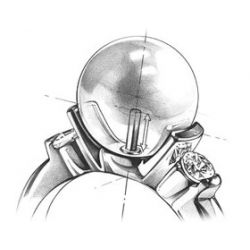Bague fleur de pêcher - Or rose et perle blanche des mers du sud