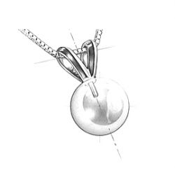 Pendentif Kino, Perle Akoya Japon. Or blanc, diamants et saphirs