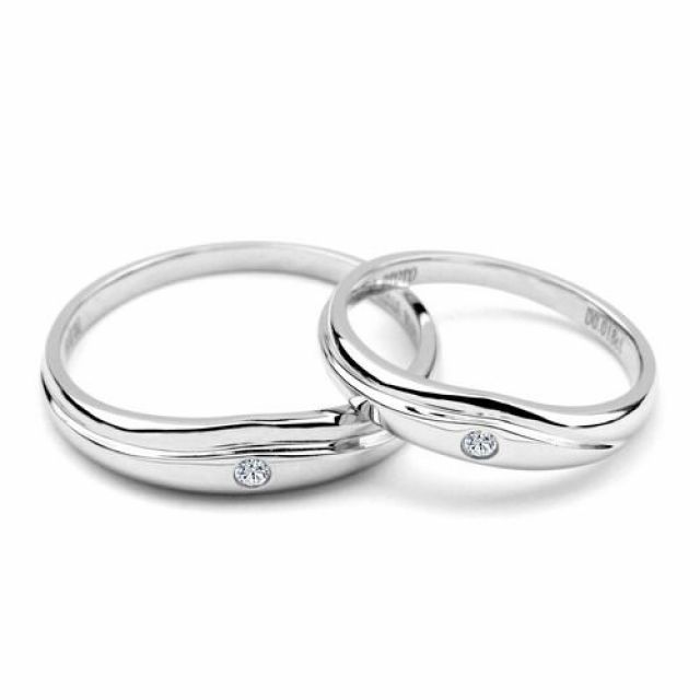 Modèles alliances mariage - Alliances duo classiques - Platine, diamants