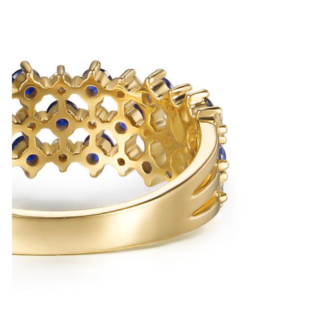 Bague en damier Saphir & Diamant sur Or jaune | San Lorenzo