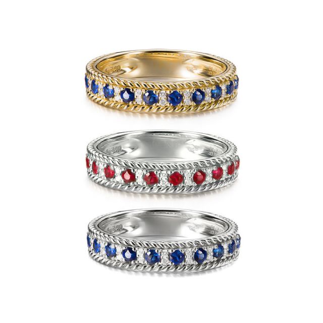 Bague saphir - Tempietto - Or blanc, diamant, saphir