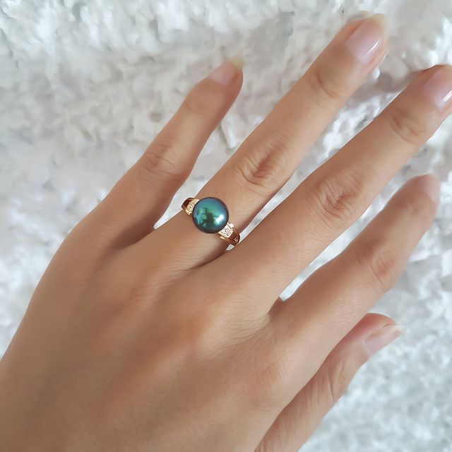 Bague Tahiti Nui - Or Jaune, Diamants & Perle de Tahiti | Gemperles