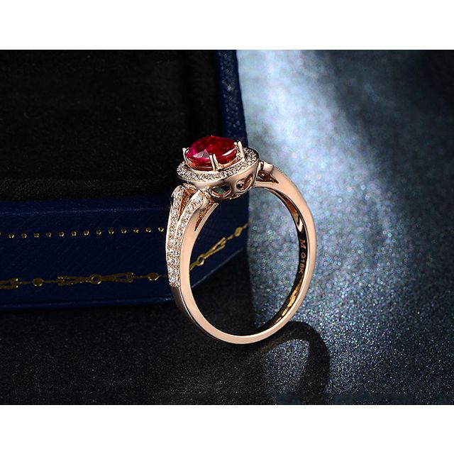 Bague Mogok, rubis de Birmanie.  Or rose et diamants | Mogok