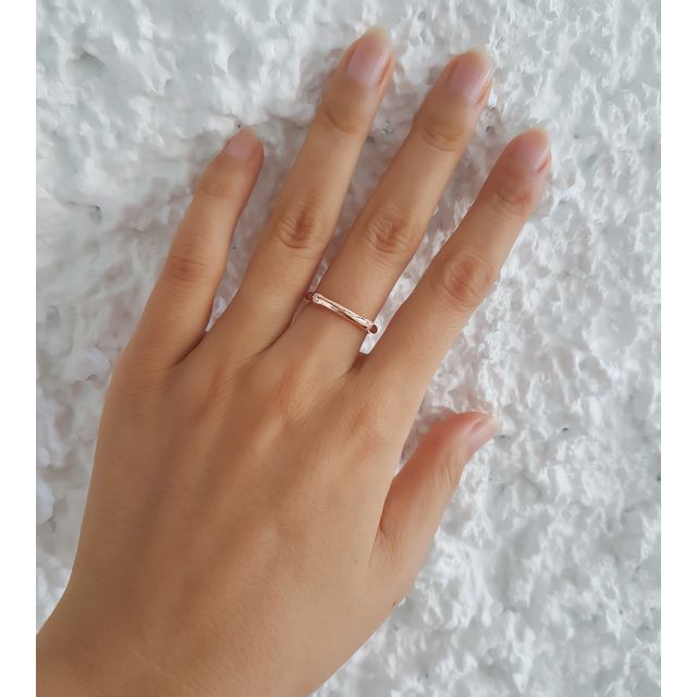 Bague bambou or rose 18cts - Anneau luxe et pierres diamants