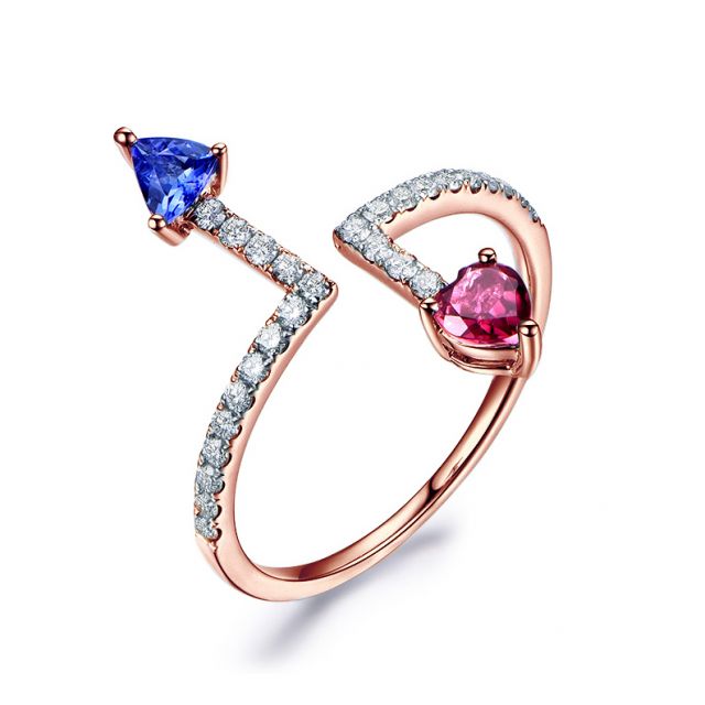 Bague Autre moi. Or rose, diamants, Saphirs