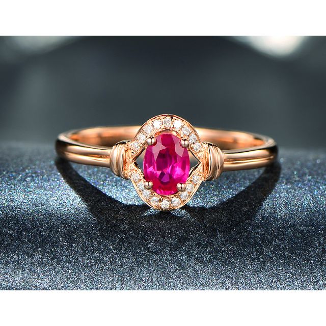 Bague rubis Chérie diamants et Or rose 18cts