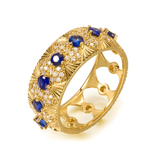 Bague Sixtine - Frivole, Rococo - Or jaune, saphir, diamant