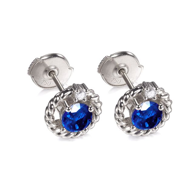 Boucle d oreille Saphir, Diamant & or blanc - Tempietto