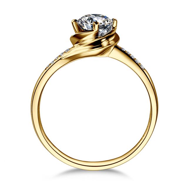 Bague de Fiancailles Rose Vertige - Solitaire Or Jaune, Diamants 0.30ct | Gemperles