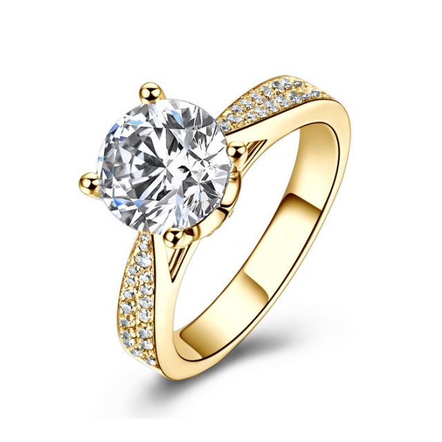 Bague de Fiancaille Lafayette - Solitaire épaulé Or Jaune, Diamant | Gemperles