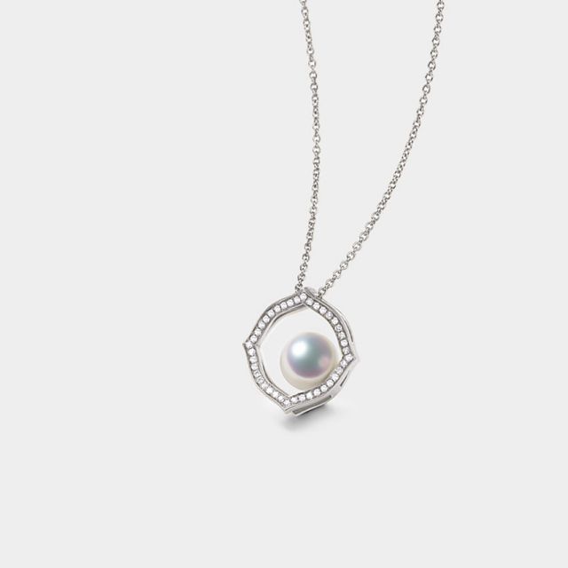 Pendentif or blanc perle culture Akoya, Diamant - Coco Chanel