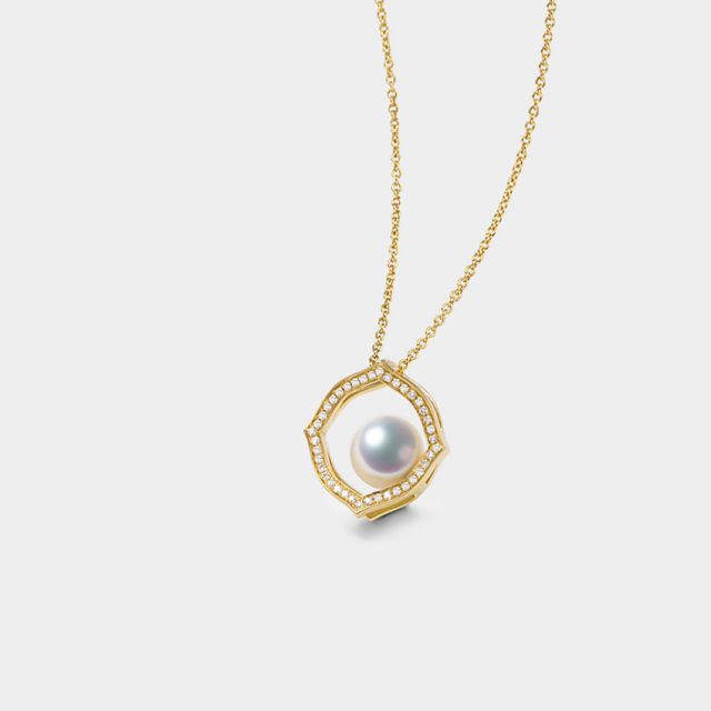 Pendentif or jaune perle culture Akoya, Diamant - Coco Chanel