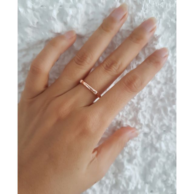 Bague bambou or rose 18cts - Anneau luxe et pierres diamants