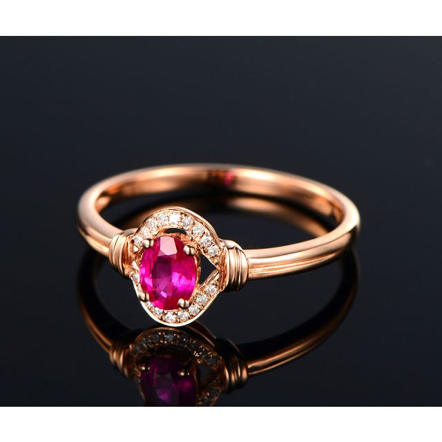 Bague rubis Chérie diamants et Or rose 18cts