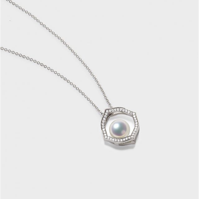 Pendentif or blanc perle culture Akoya, Diamant - Coco Chanel