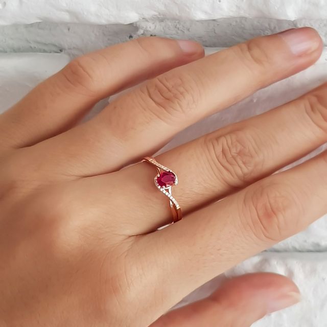 Bague Rubis 0.35ct & Diamants Or Rose 18cts| Gemperles