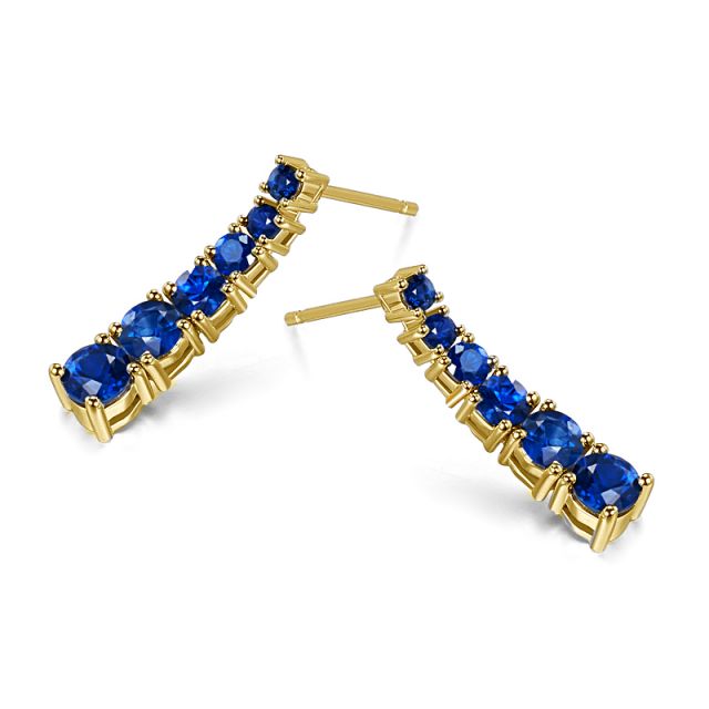 Boucle oreille Montecristo blue - Saphir, or jaune