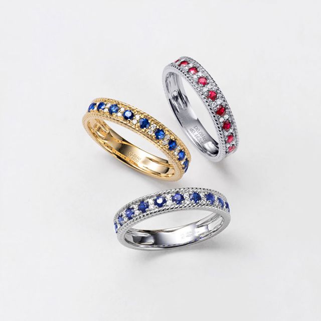 Bague saphir - Tempietto - Or blanc, diamant, saphir