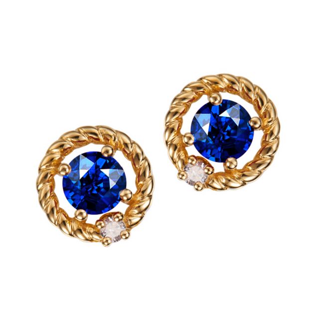 Boucle d oreille Saphir, Diamant & or jaune - Tempietto