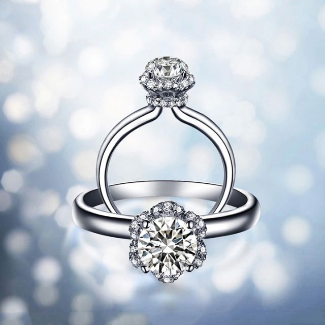 Solitaire Captivante Renoncule - Bague Diamanté & Or Blanc | Gemperles