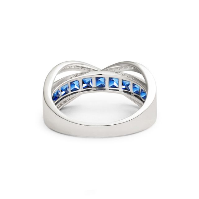 Bague sens de nos vies. Saphirs bleus, diamants et Or blanc 