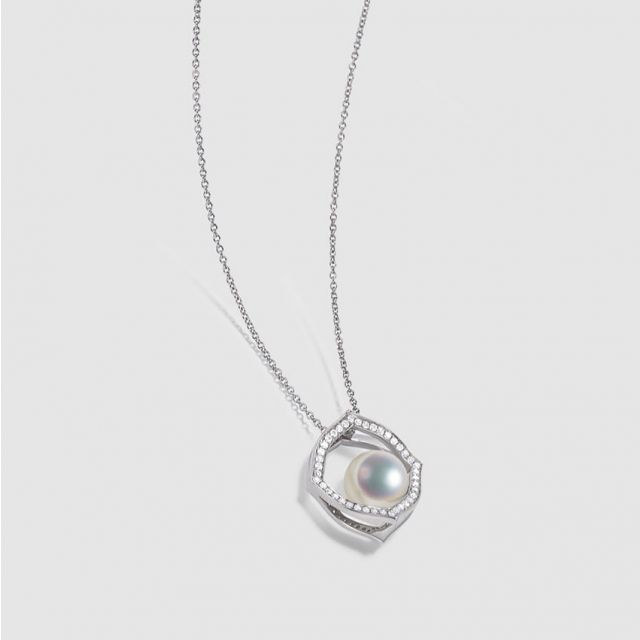 Pendentif or blanc perle culture Akoya, Diamant - Coco Chanel