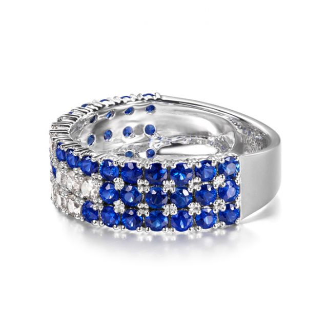 Bague blue lagoon - Pavée saphir & diamant - Or blanc