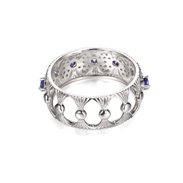 Bague Sixtine - Frivole, Rococo - Or blanc, saphir, diamant