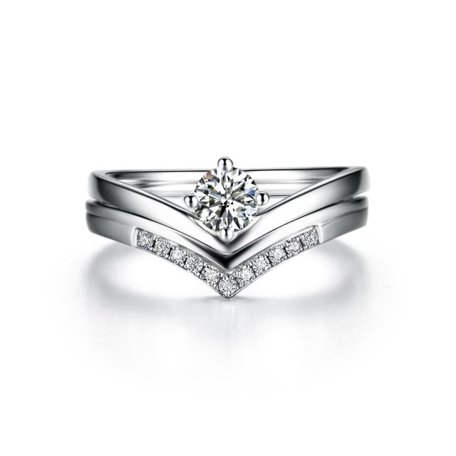 Bague Solitaire Accompagné Wonder Woman -  Bague de Fiançailles Or Blanc | Gemperles