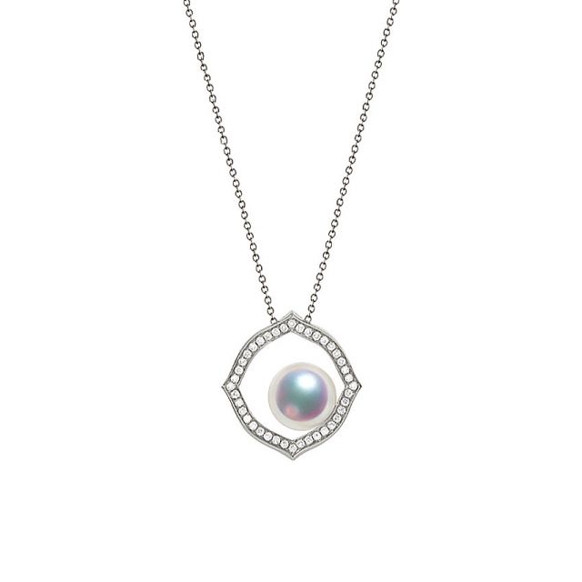 Pendentif or blanc perle culture Akoya, Diamant - Coco Chanel