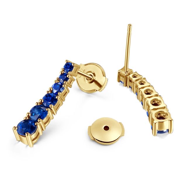 Boucle oreille Montecristo blue - Saphir, or jaune