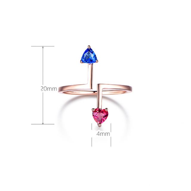 Bague Vice et Versa. saphirs Bleu et Rose. Or rose