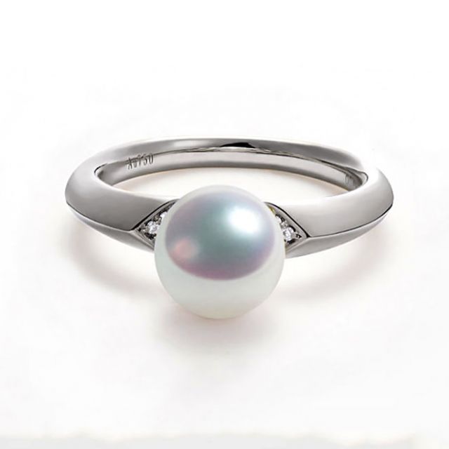 Bague Tsuguka - Or blanc, perle Akoya, diamant | Tsuguka