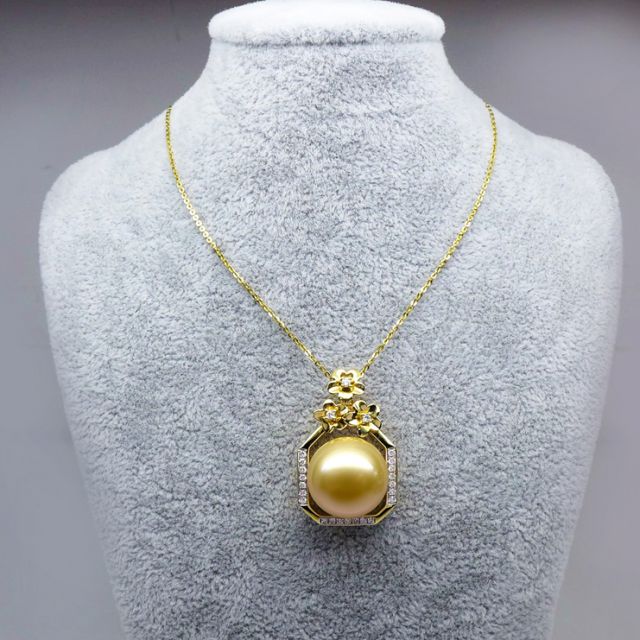 Pendentif parfum précieux -  Or jaune & diamants - Perle dorée