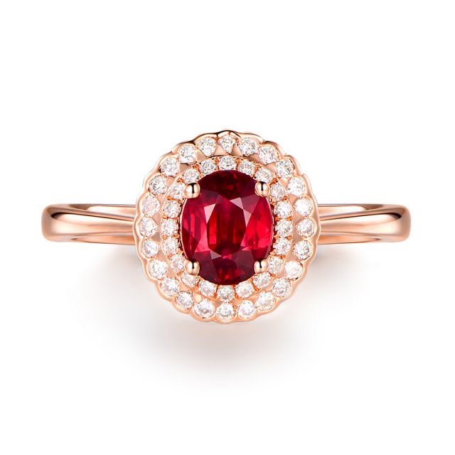 1 rubis, des diamants et de l'or rose : Bague Florali