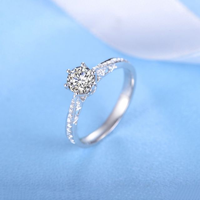 Bague de fiancailles - Diamant solitaire accompagné Or blanc - Koh-I-Noor