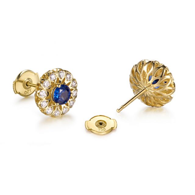 Boucle d oreille bleu de Médicis - Saphir, or jaune, diamant