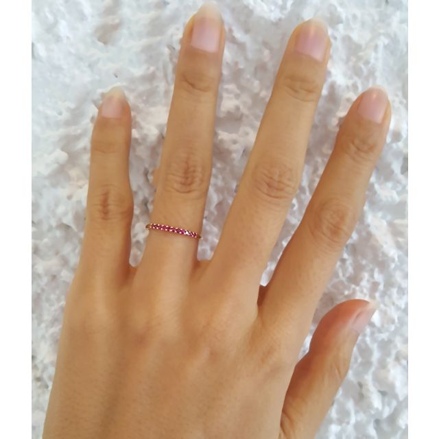 Bague or rose 18 carats - Rubis de Birmanie - Anneau