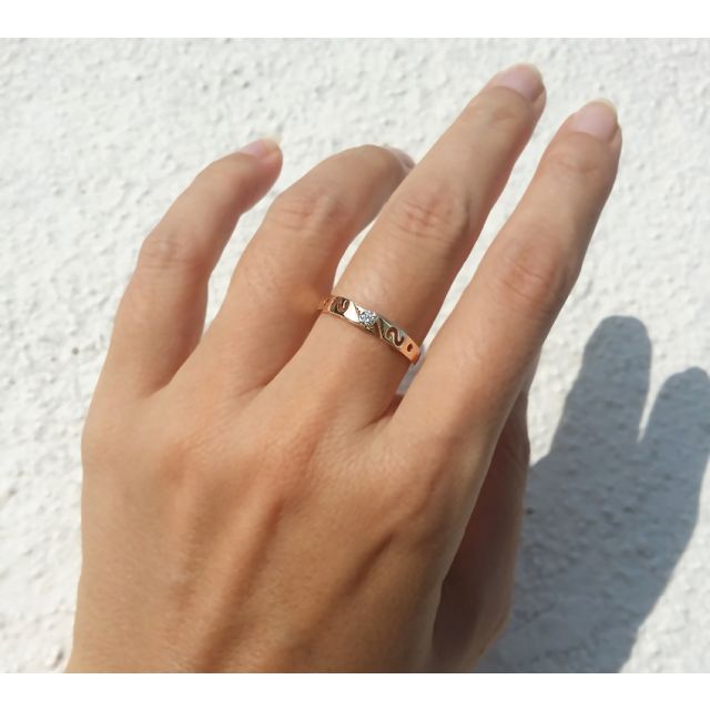 Mon alliance de mariage - Alliance originale or jaune, diamant - Femme