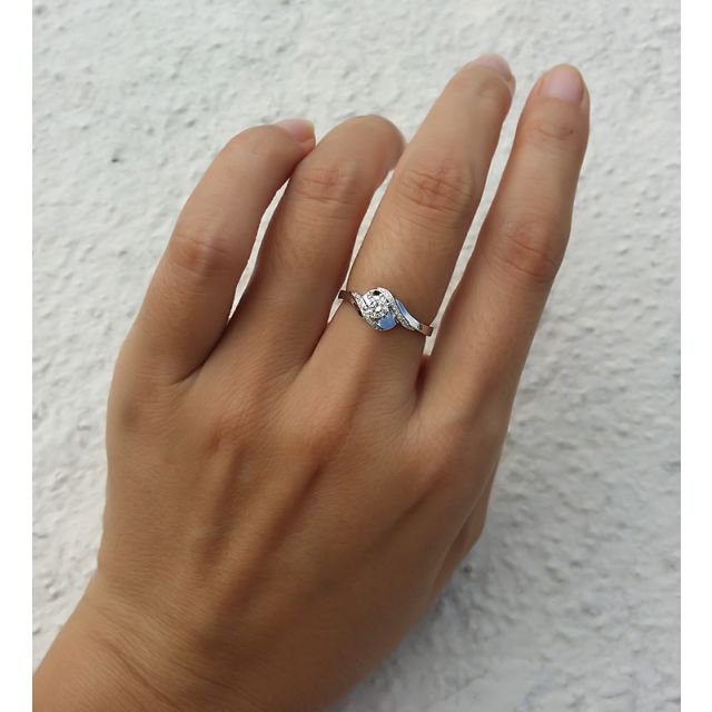 Bague Solitaire Enlacée - Bague Elliptique Or Blanc & Diamants | Gemperles