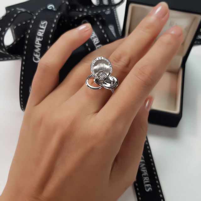 Bague diamants - Bague de fiançaille - En or blanc 18 carats 