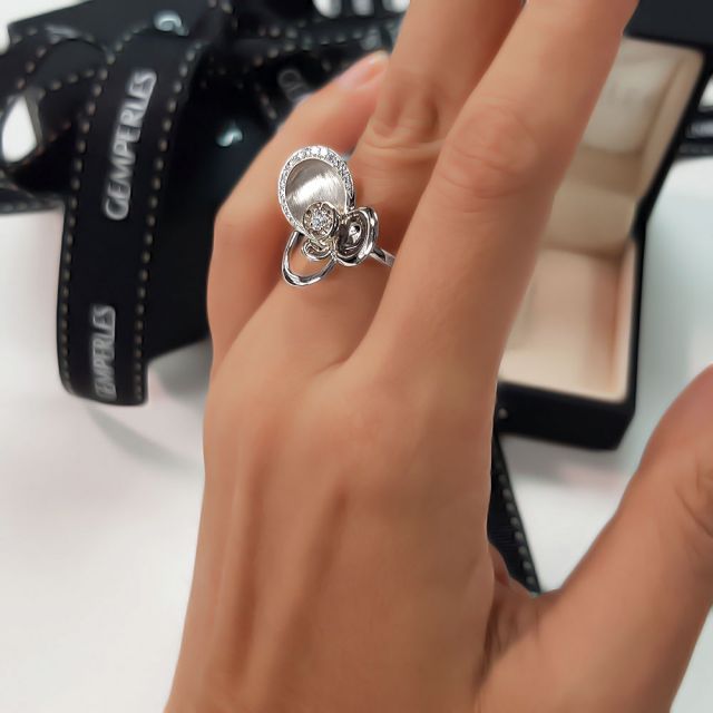 Bague diamants - Bague de fiançaille - En or blanc 18 carats 