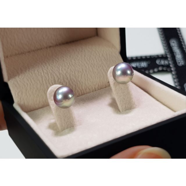 Boucles d'oreilles perles eau douce lavandes - 8/9mm - AAA - Or blanc