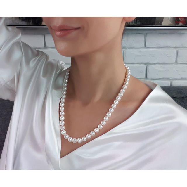 Collier perles eau douce blanches - Perles de culture - 8.5/9.5mm AAA