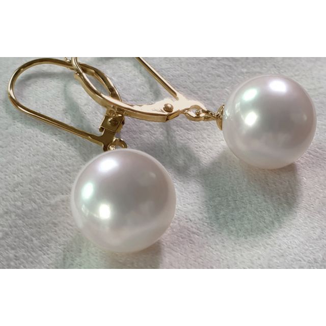 Boucles dormeuses perles eau douce blanches - AAA - Or jaune